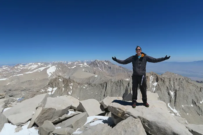 On top of Mt Whitney, California - highest summit in the contiguous US (4421m)