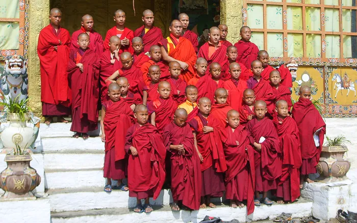 Lamas giving a send-off in Eastern Bhutan