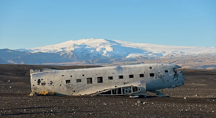 Crashed plane near Eyjafjallajökull volcano