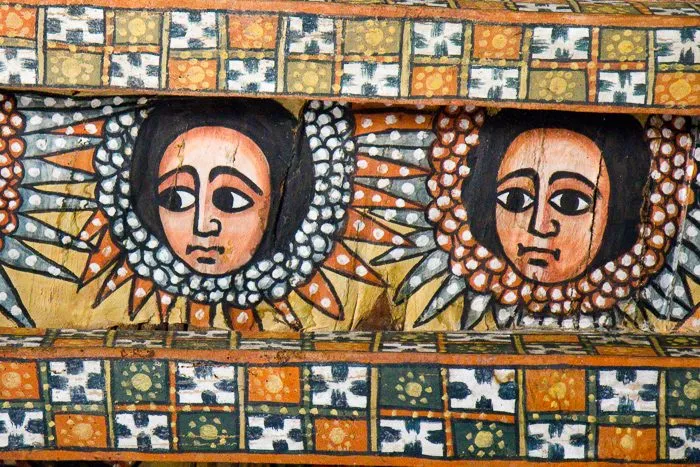 Painting from inside Debre Birhan Selassie, Gonder, Ethiopia