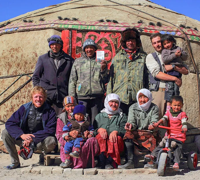 Steppe family portrait outside their ger