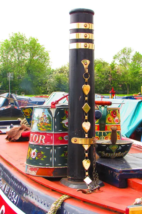 Collection of colourful canal boats