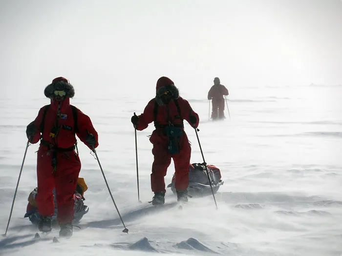Camp in blizzard