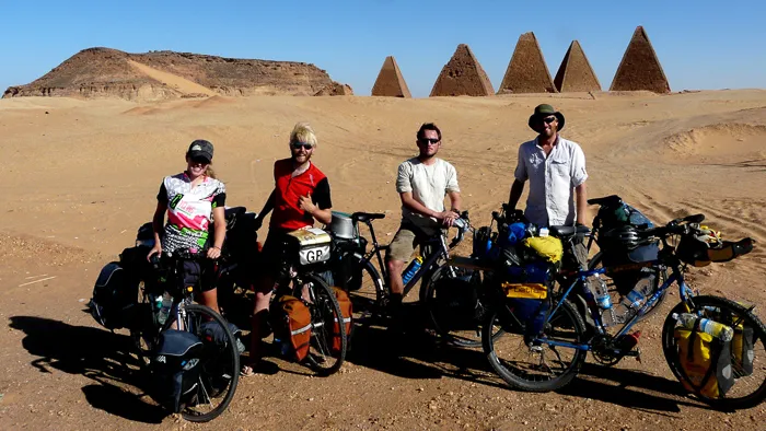 Nubian Meroe Pyramids (and some cyclists), Sudan