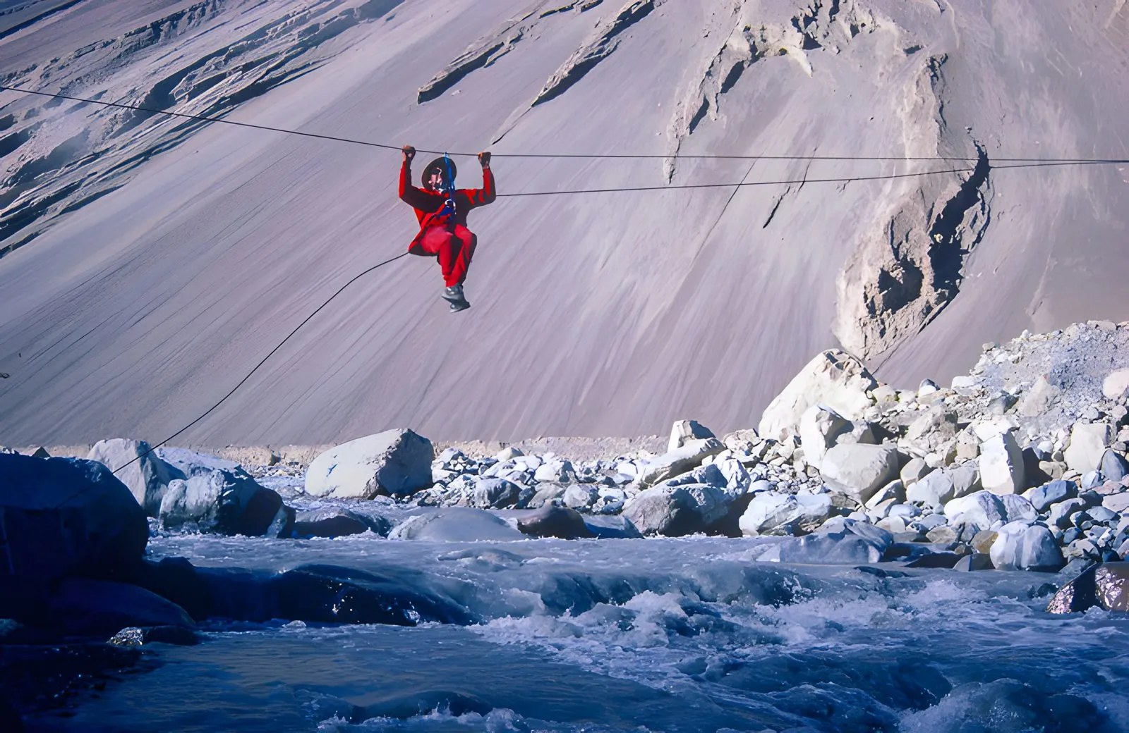 River crossing in the Karakoram, Pakistan